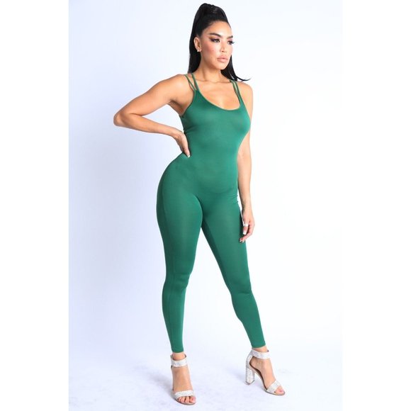 Women's Double Spaghetti Strap Cut Out Back Basic Jumpsuit Comfy Jumpsuit - Picture 8 of 11